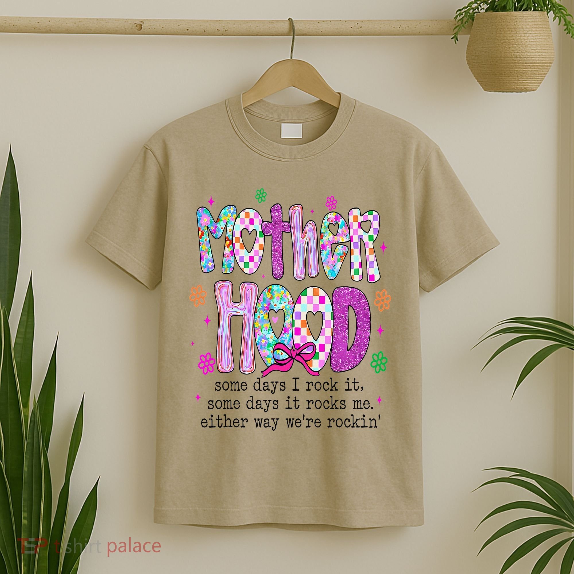 Motherhood Coquette Bow Checker Sarcastic MamaSassy Mother T-Shirt