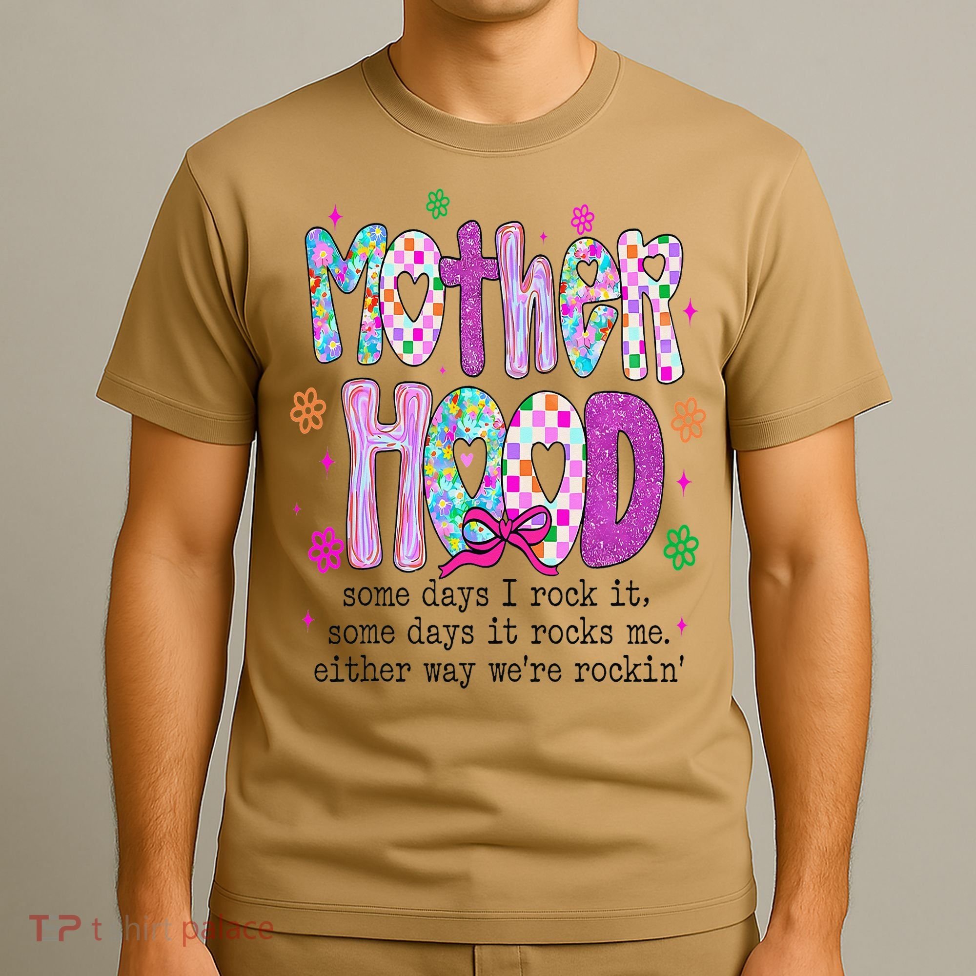 Motherhood Coquette Bow Checker Sarcastic MamaSassy Mother T-Shirt