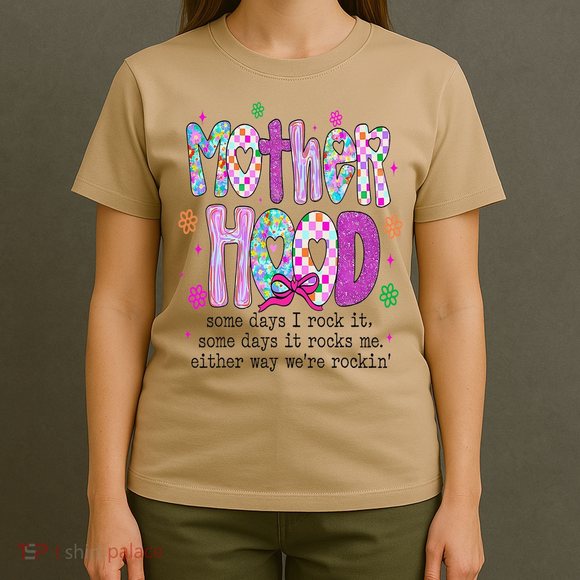 Motherhood Coquette Bow Checker Sarcastic MamaSassy Mother T-Shirt
