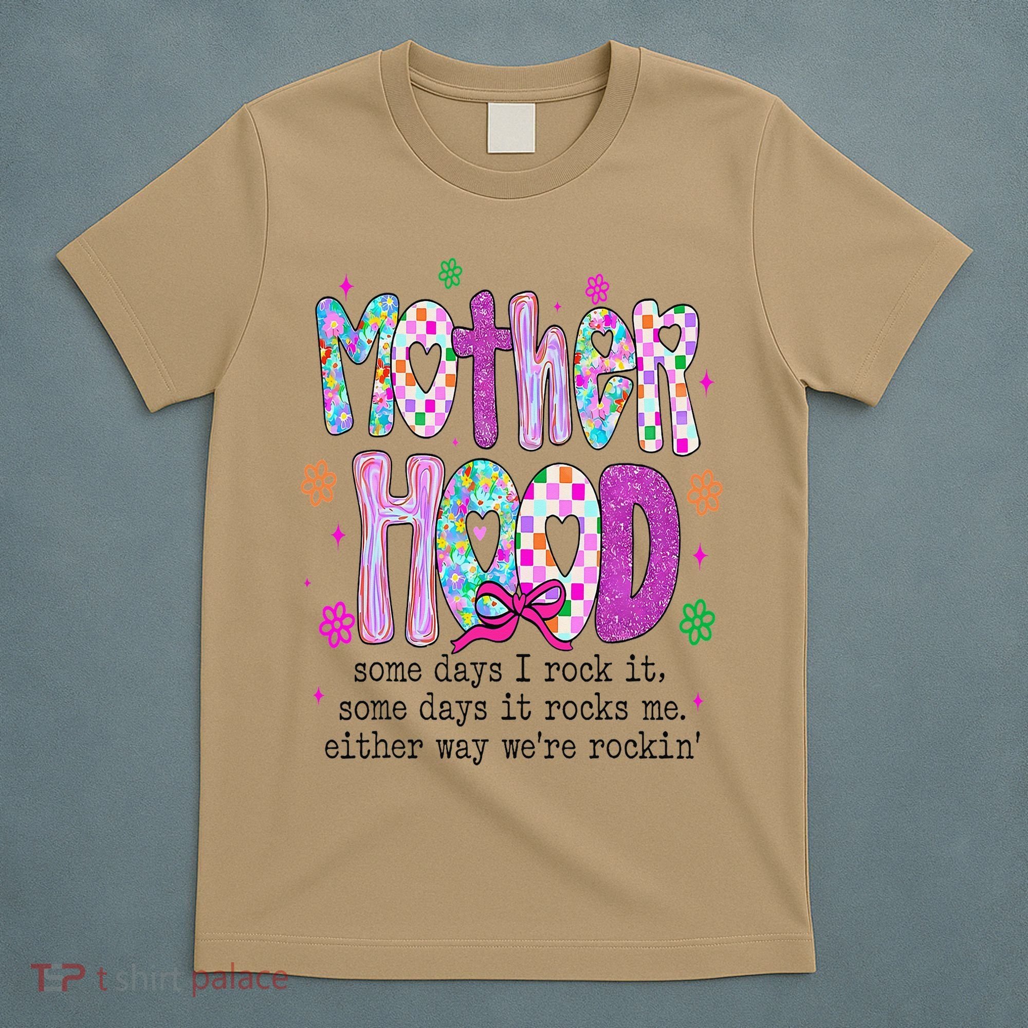 Motherhood Coquette Bow Checker Sarcastic MamaSassy Mother T-Shirt