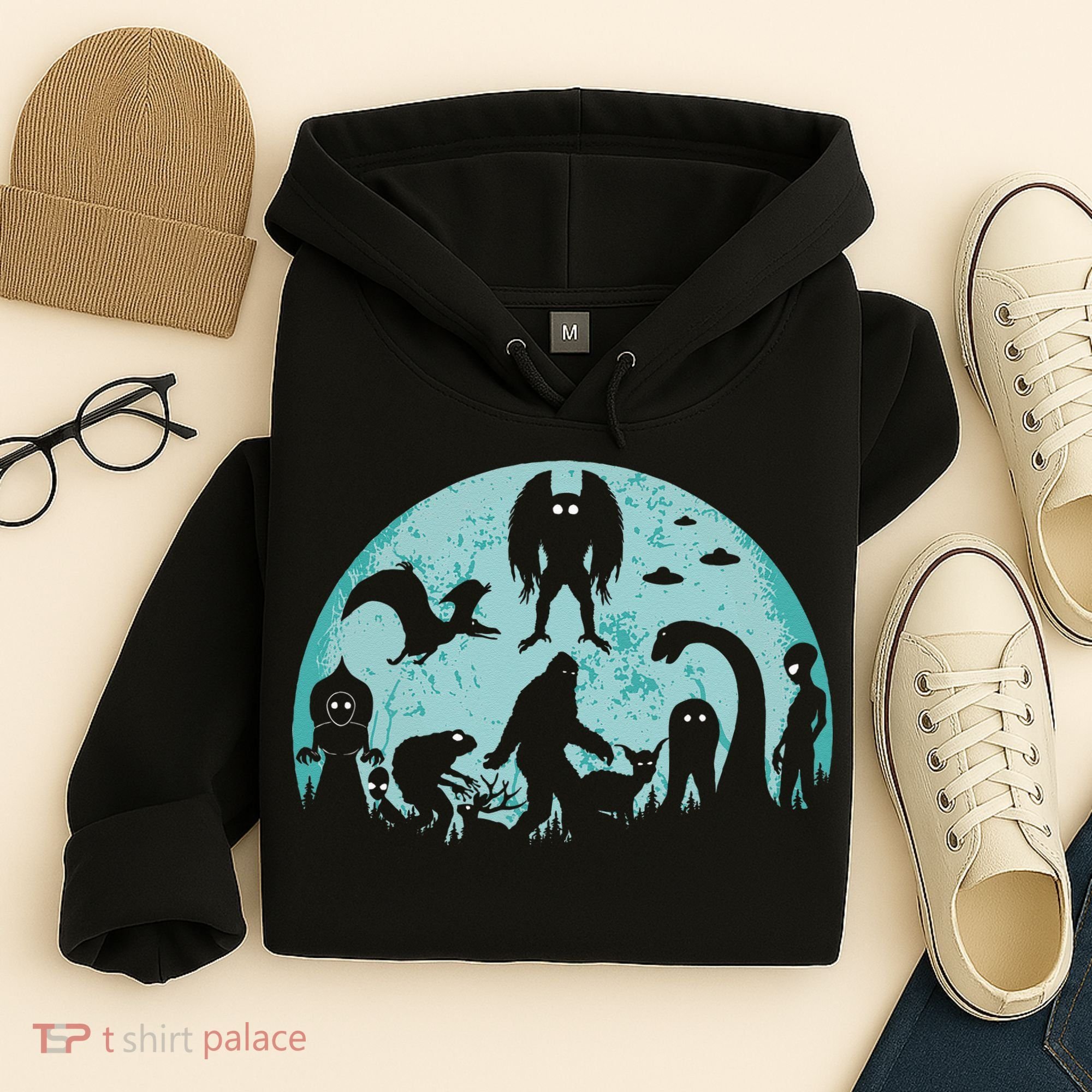 Mythical Creatures Bigfoot Loch Ness Monster Mothman Cryptid Hoodie