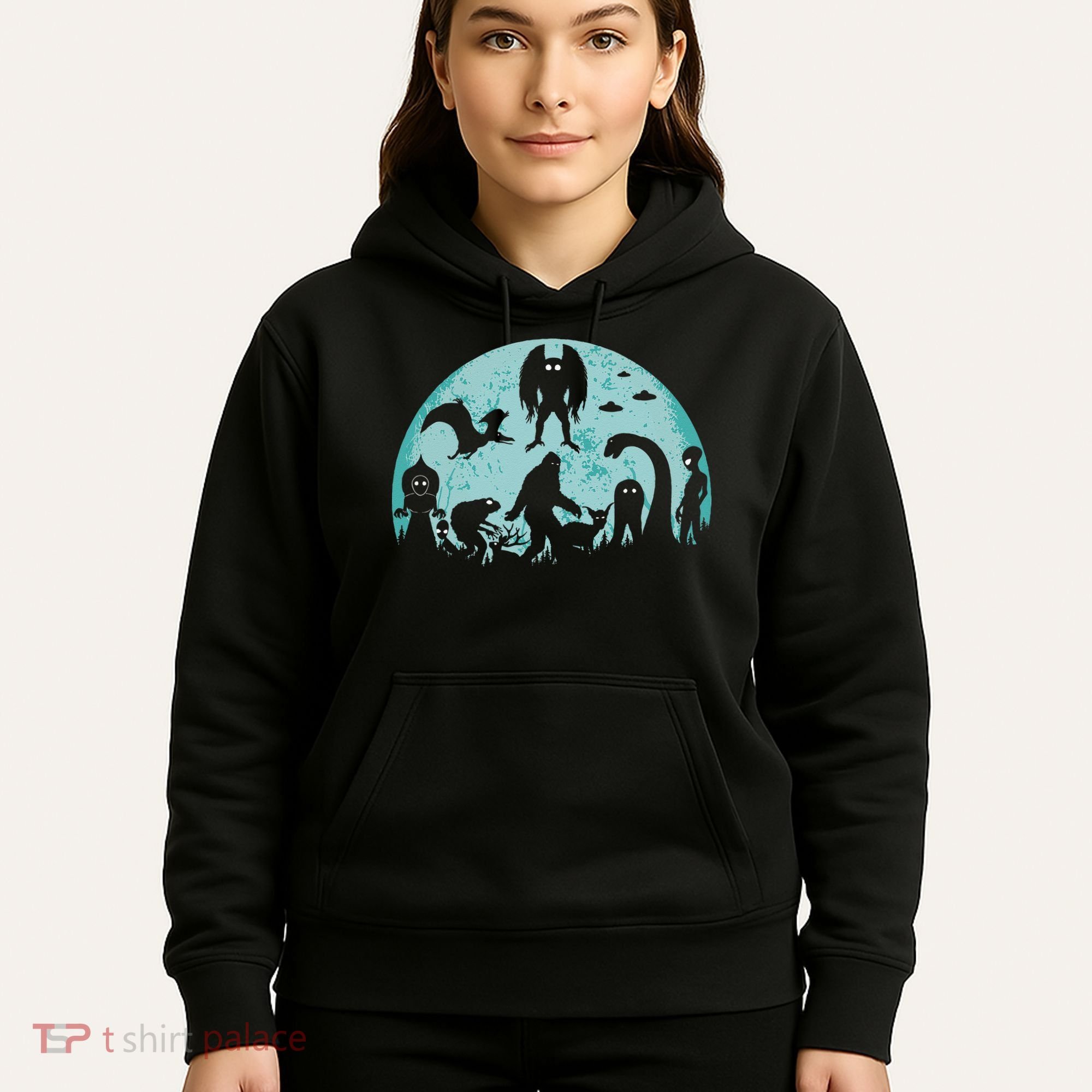 Mythical Creatures Bigfoot Loch Ness Monster Mothman Cryptid Hoodie