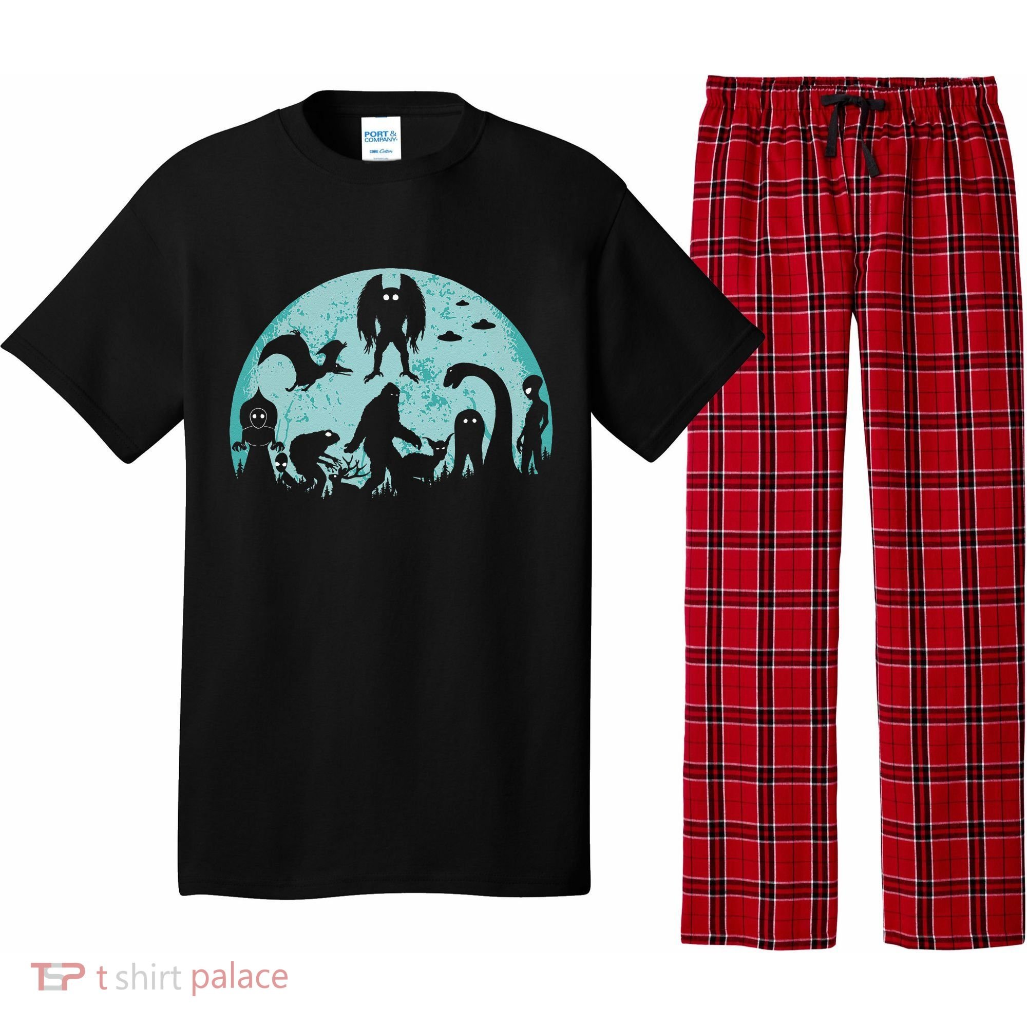 Mythical Creatures Bigfoot Loch Ness Monster Mothman Cryptid Pajama Set