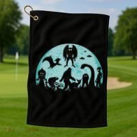 Mythical Creatures Bigfoot Loch Ness Monster Mothman Cryptid Golf Towel thumb 1