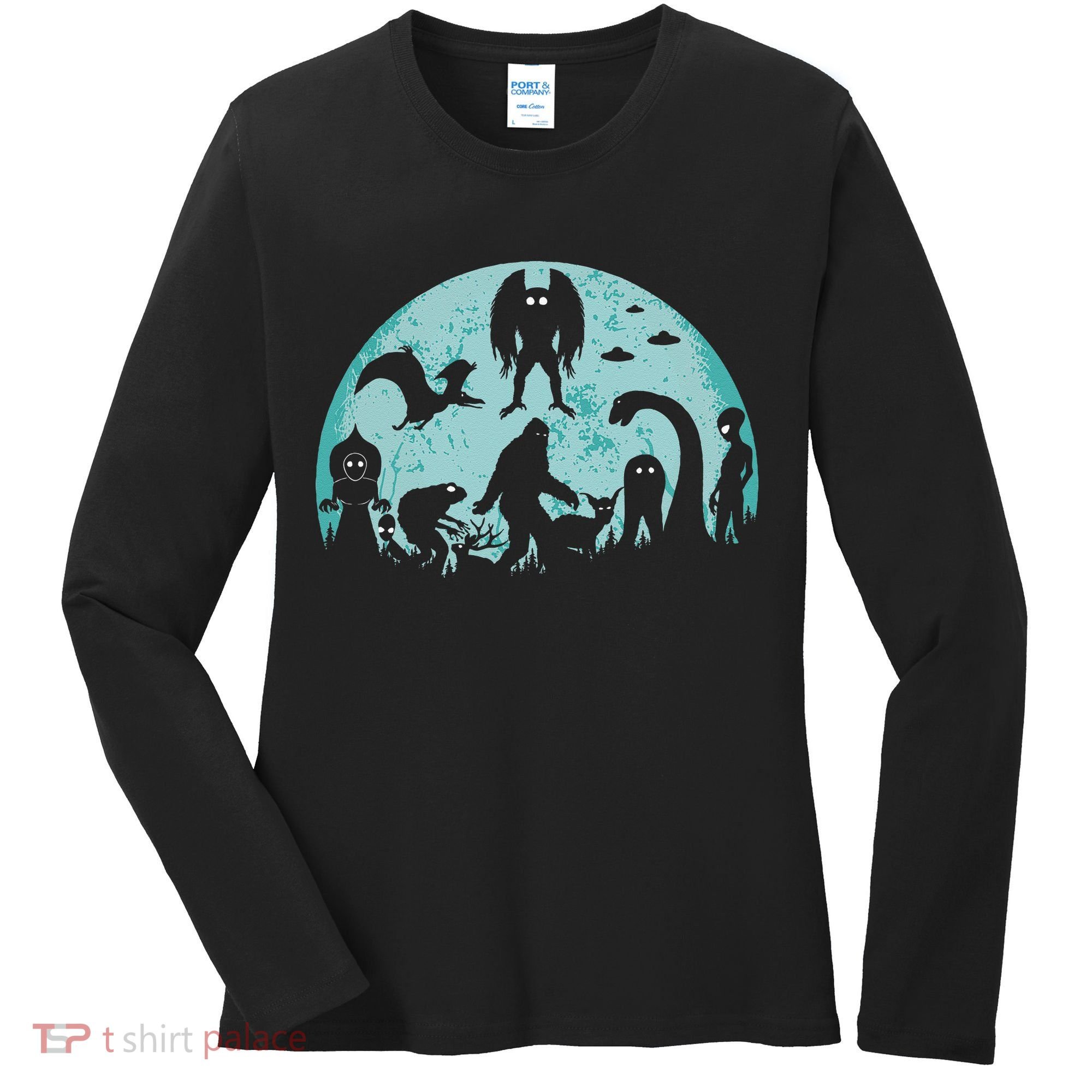 Mythical Creatures Bigfoot Loch Ness Monster Mothman Cryptid Women's Long Sleeve Shirt