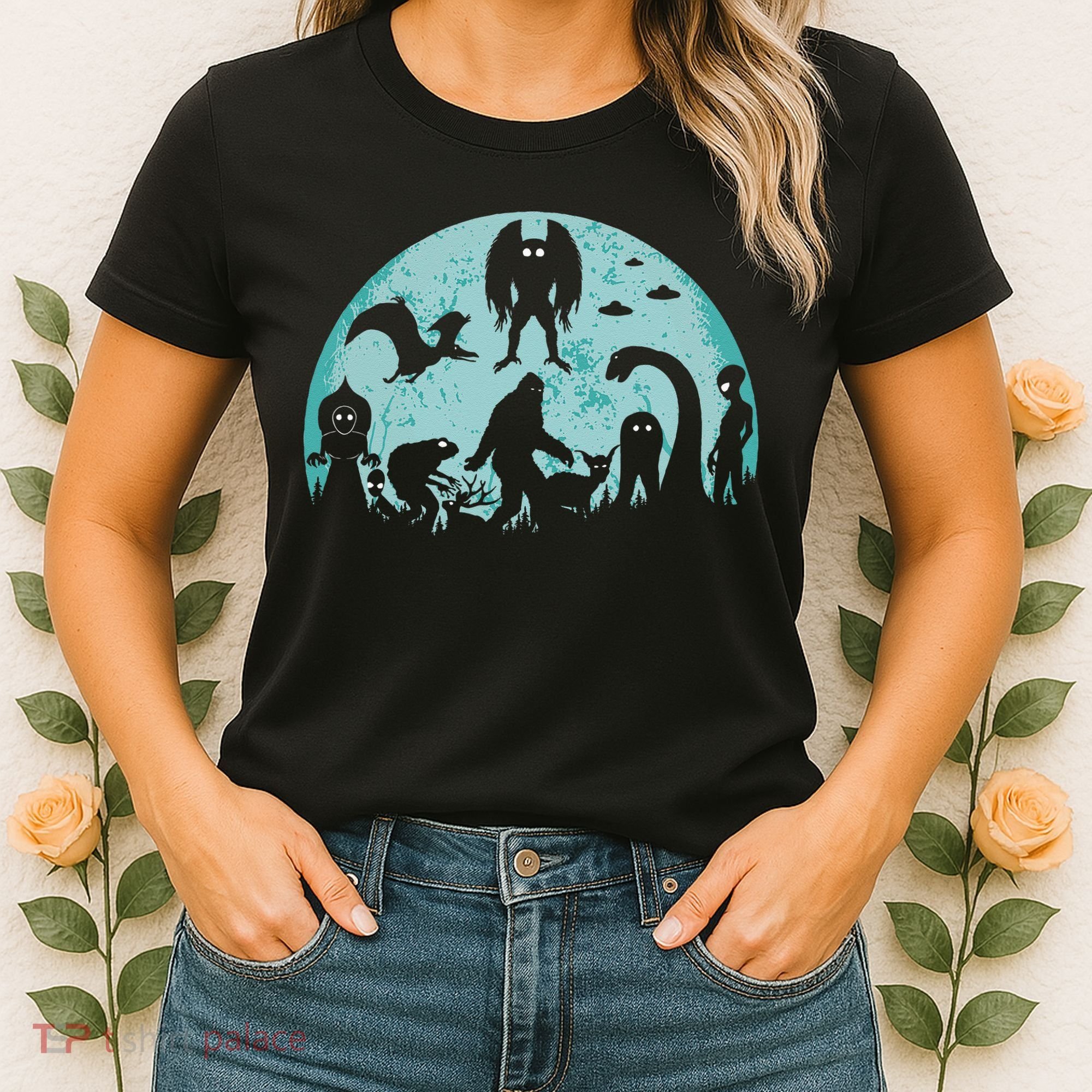 Mythical Creatures Bigfoot Loch Ness Monster Mothman Cryptid Women's T-Shirt