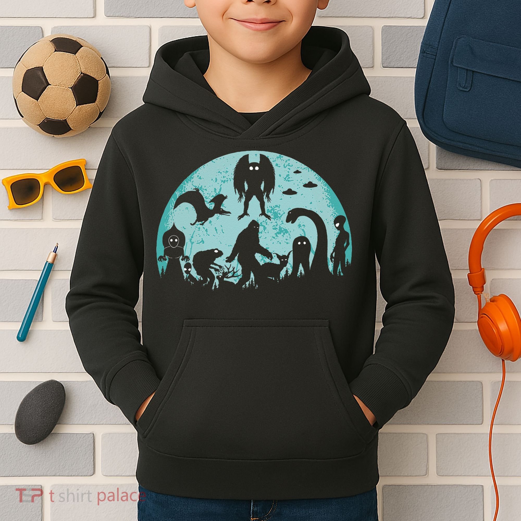 Mythical Creatures Bigfoot Loch Ness Monster Mothman Cryptid Kids Hoodie