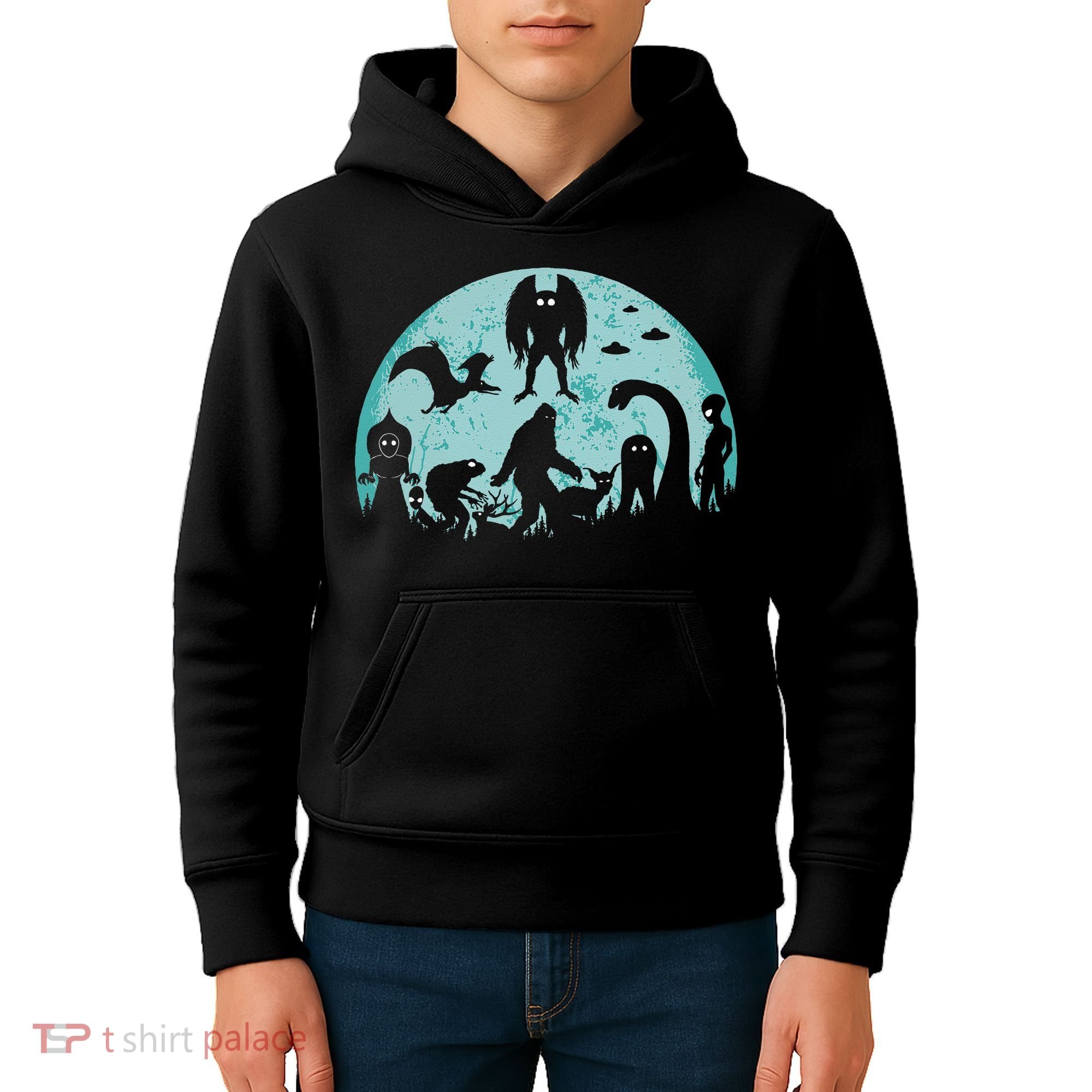 Mythical Creatures Bigfoot Loch Ness Monster Mothman Cryptid Kids Hoodie