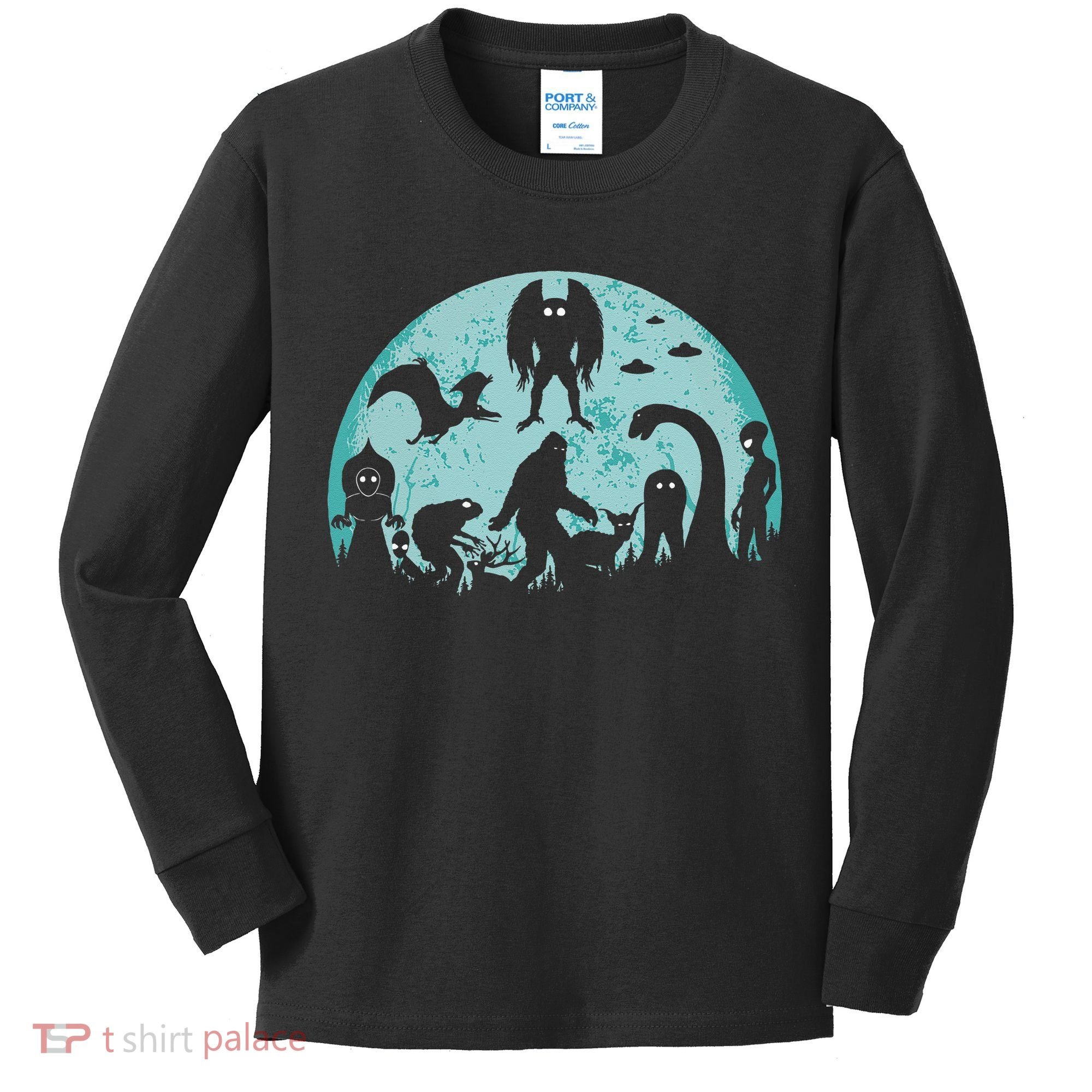Mythical Creatures Bigfoot Loch Ness Monster Mothman Cryptid Kids Long Sleeve Shirt