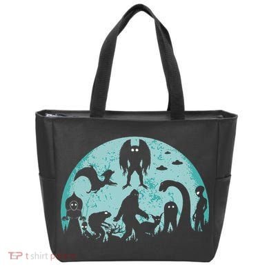 Mythical Creatures Bigfoot Loch Ness Monster Mothman Cryptid Tote Bag