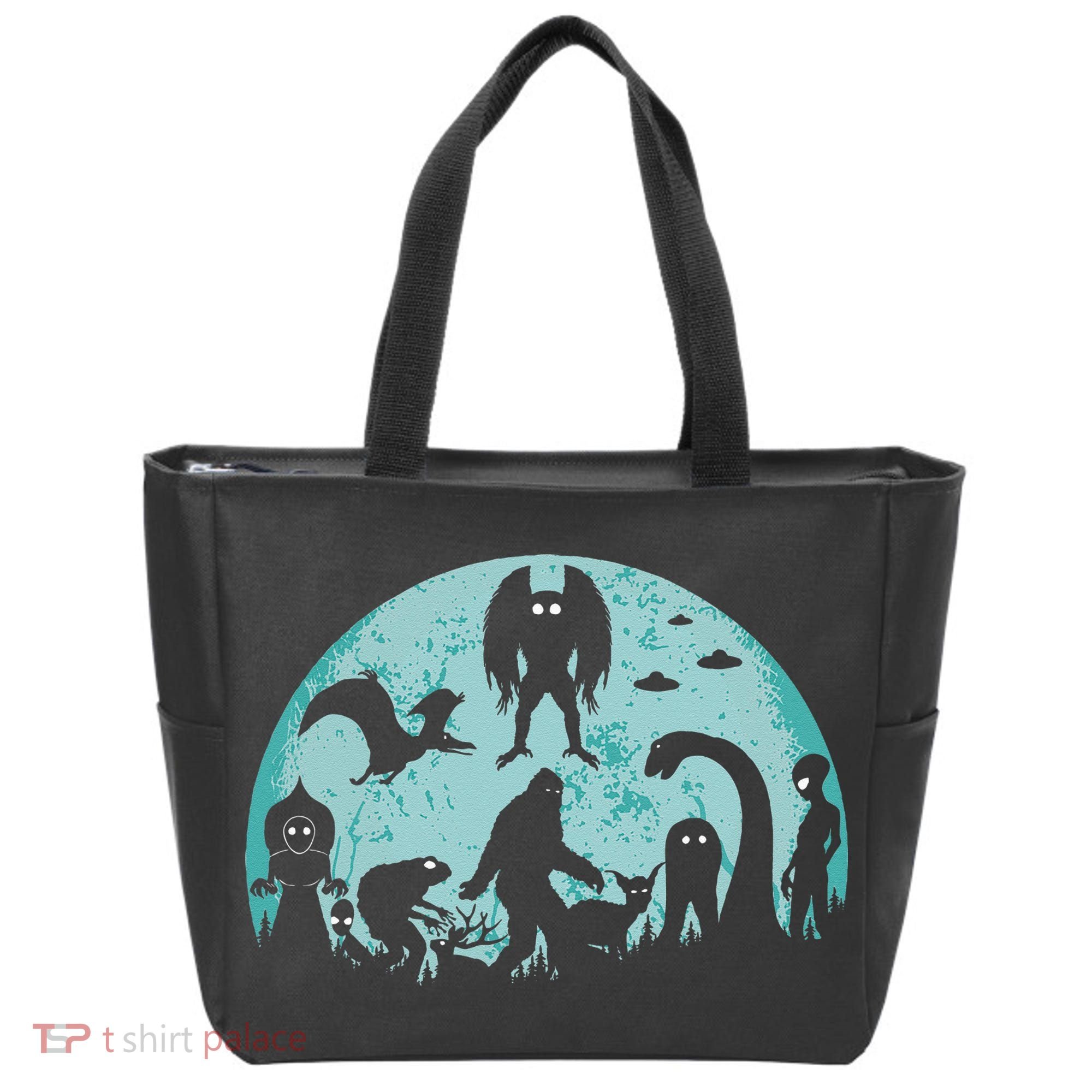 Mythical Creatures Bigfoot Loch Ness Monster Mothman Cryptid Tote Bag