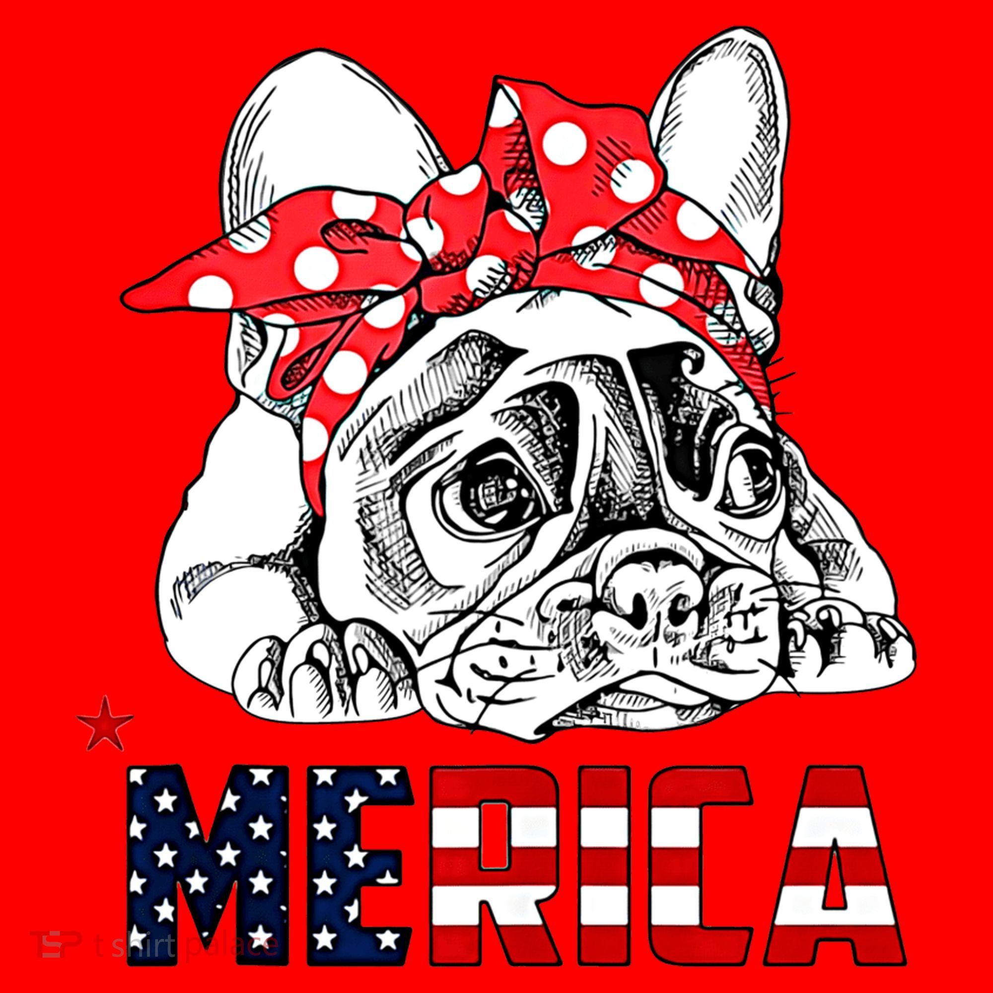 Merica Cute Bulldog 4th Of July Santa Hat