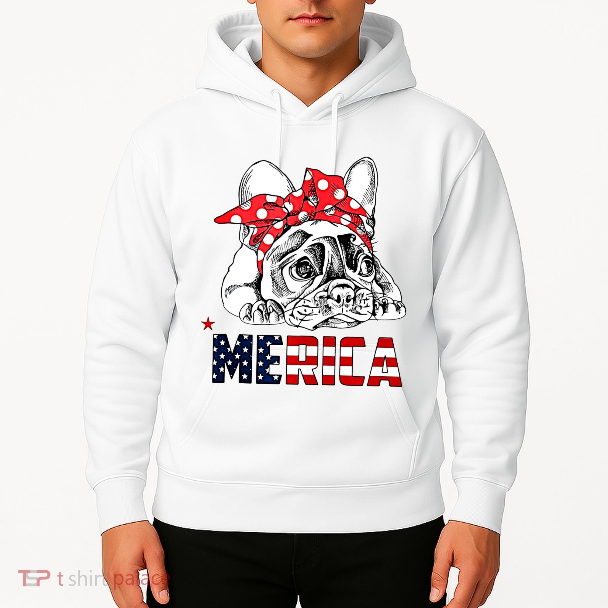 Merica Cute Bulldog 4th Of July Hoodie