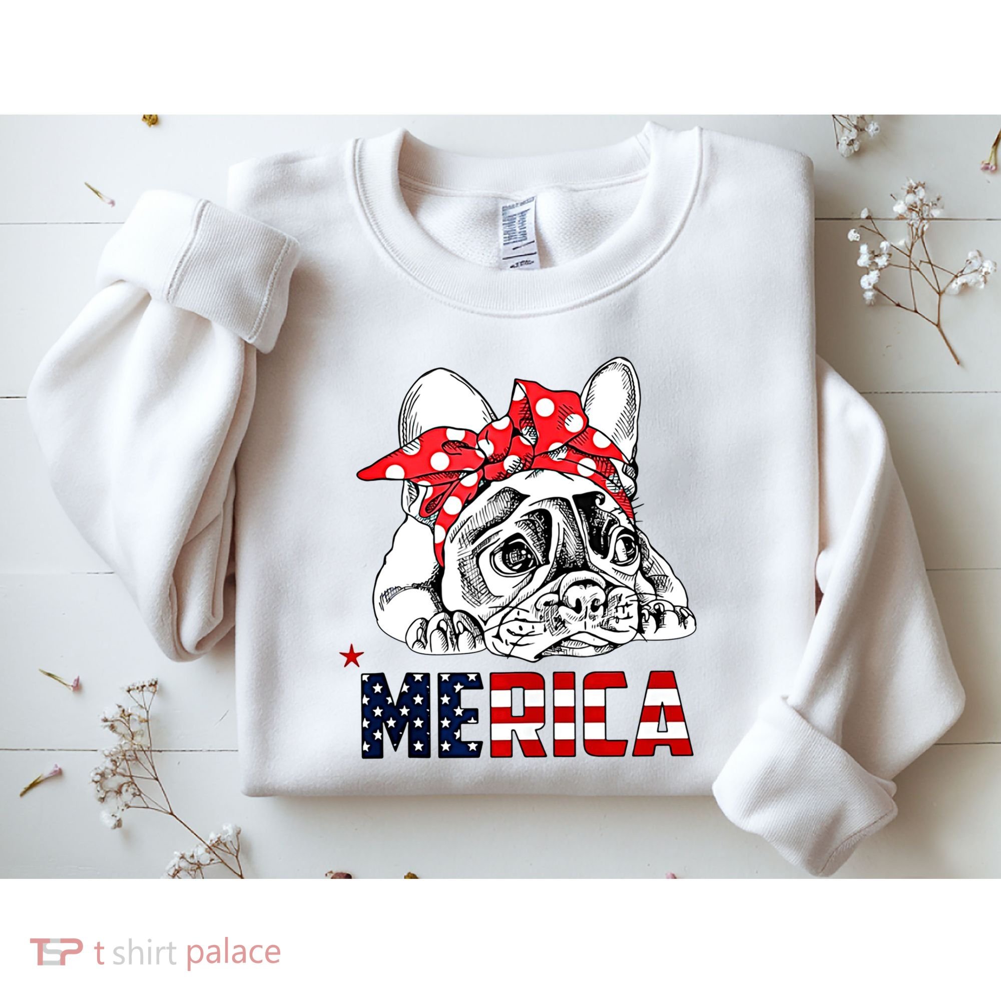 Merica Cute Bulldog 4th Of July Sweatshirt