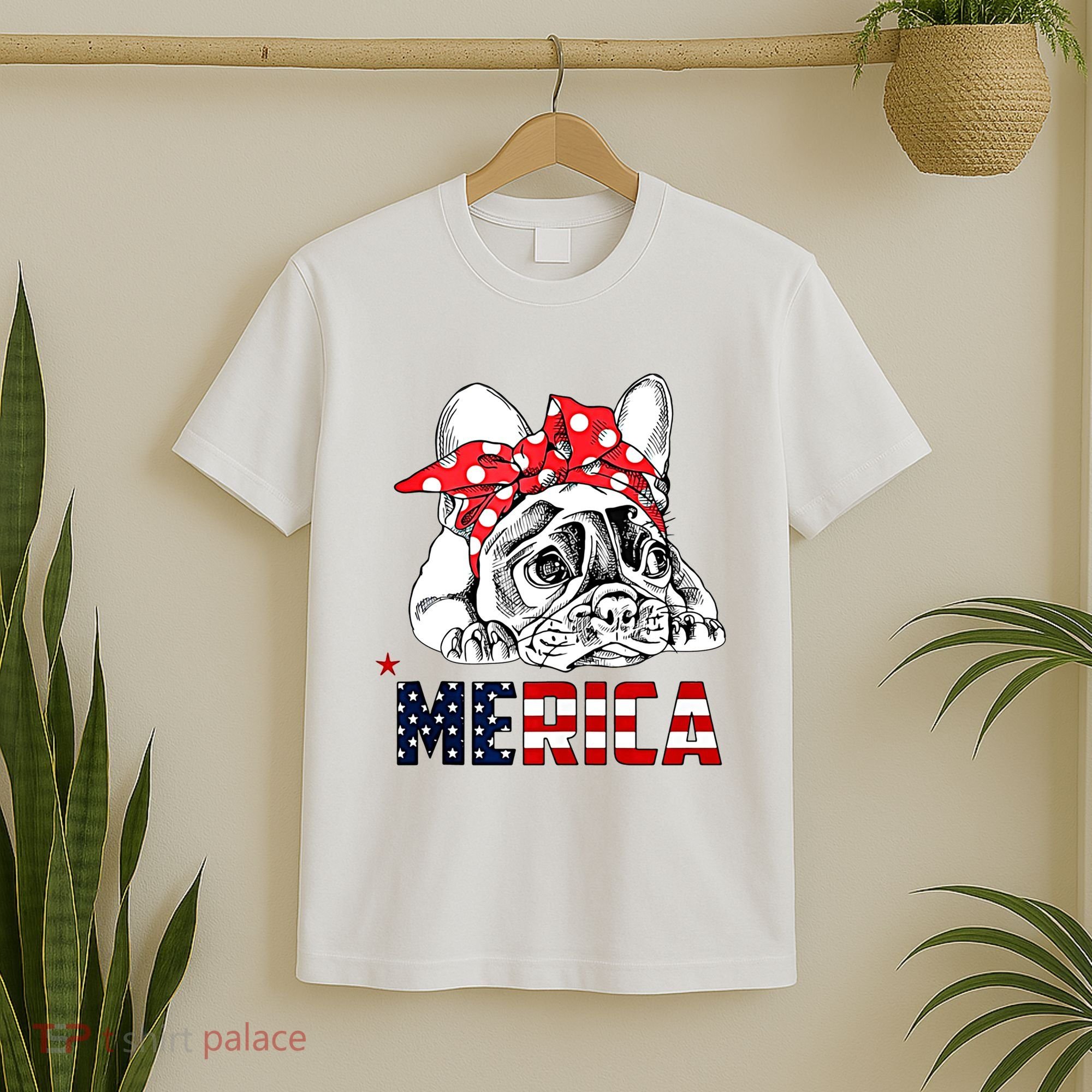Merica Cute Bulldog 4th Of July T-Shirt