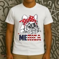 Merica Cute Bulldog 4th Of July T-Shirt thumb 3