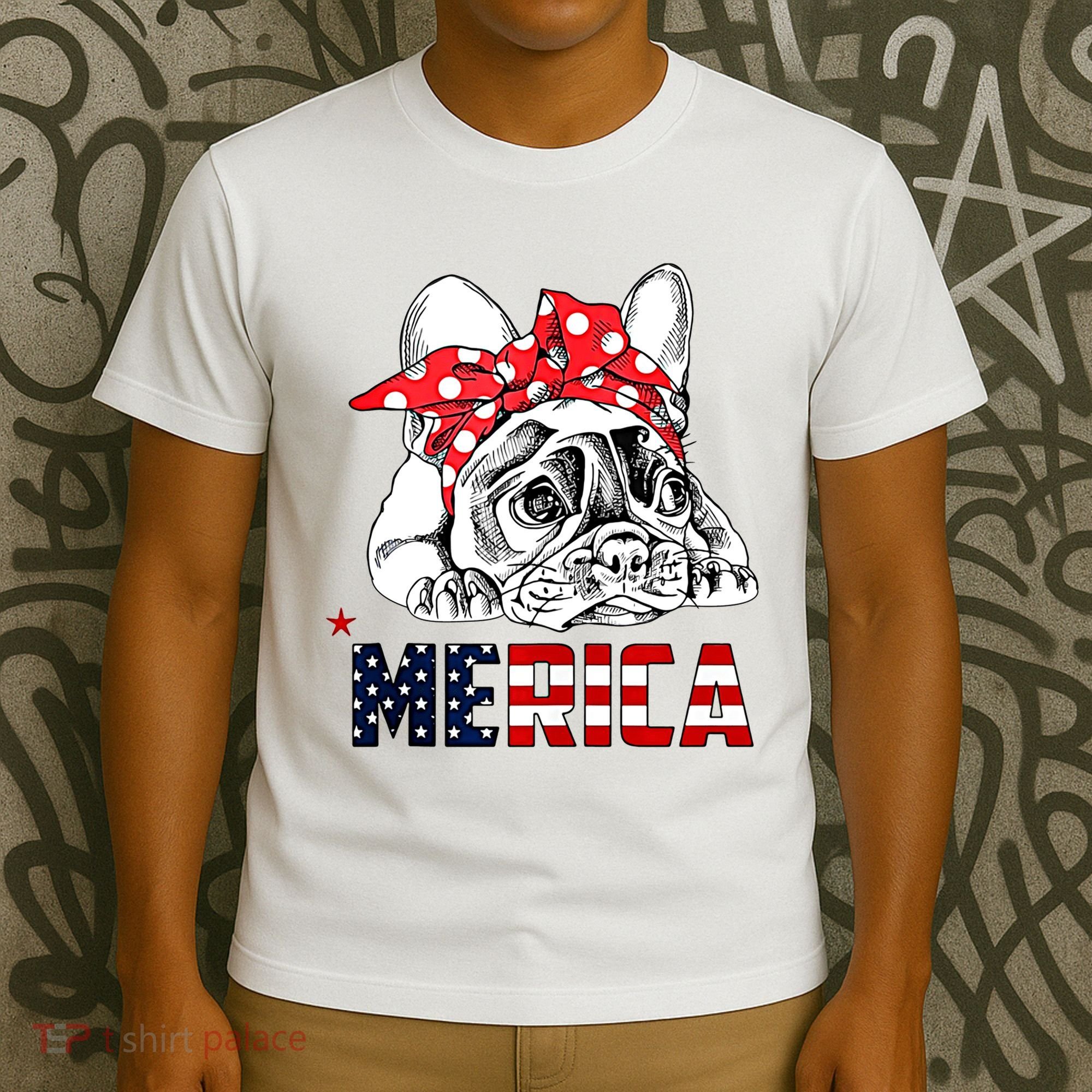 Merica Cute Bulldog 4th Of July T-Shirt