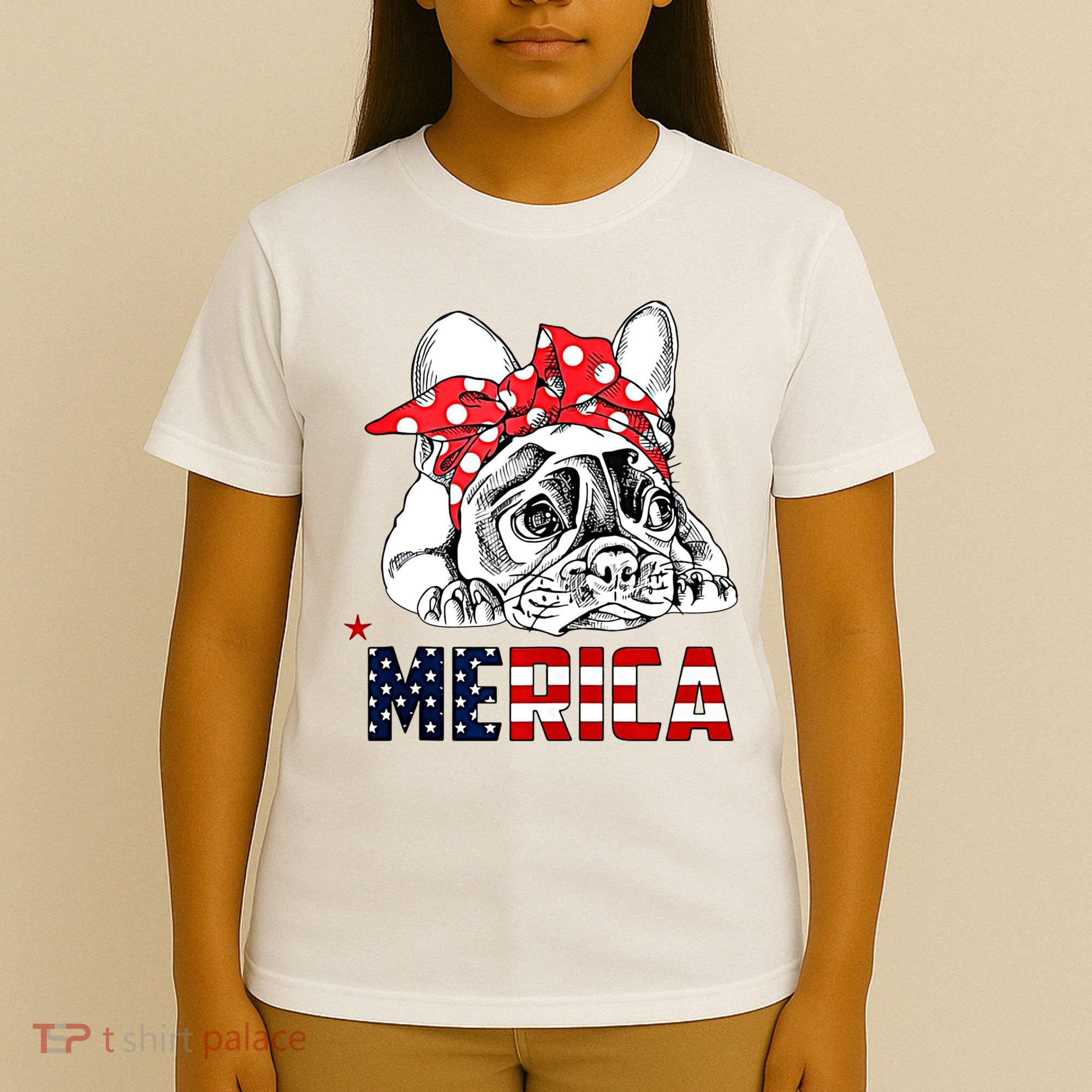 Merica Cute Bulldog 4th Of July T-Shirt