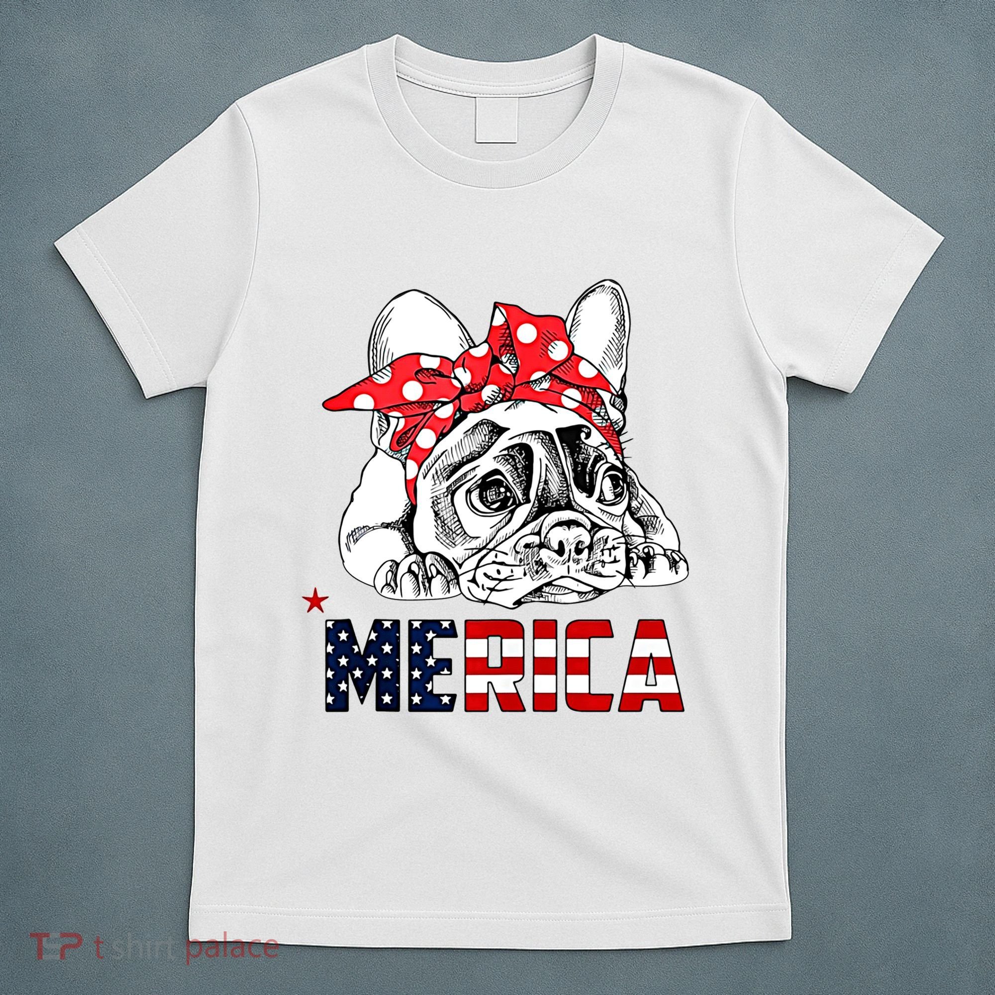 Merica Cute Bulldog 4th Of July T-Shirt