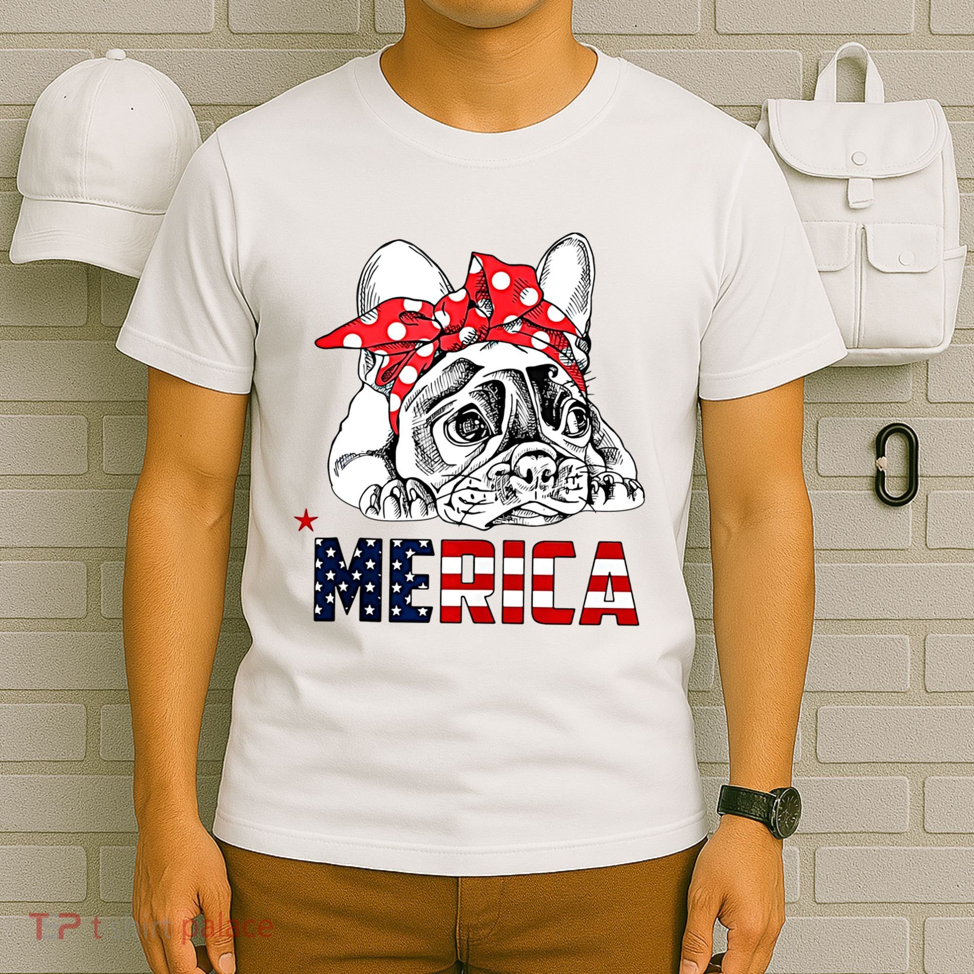 Merica Cute Bulldog 4th Of July T-Shirt