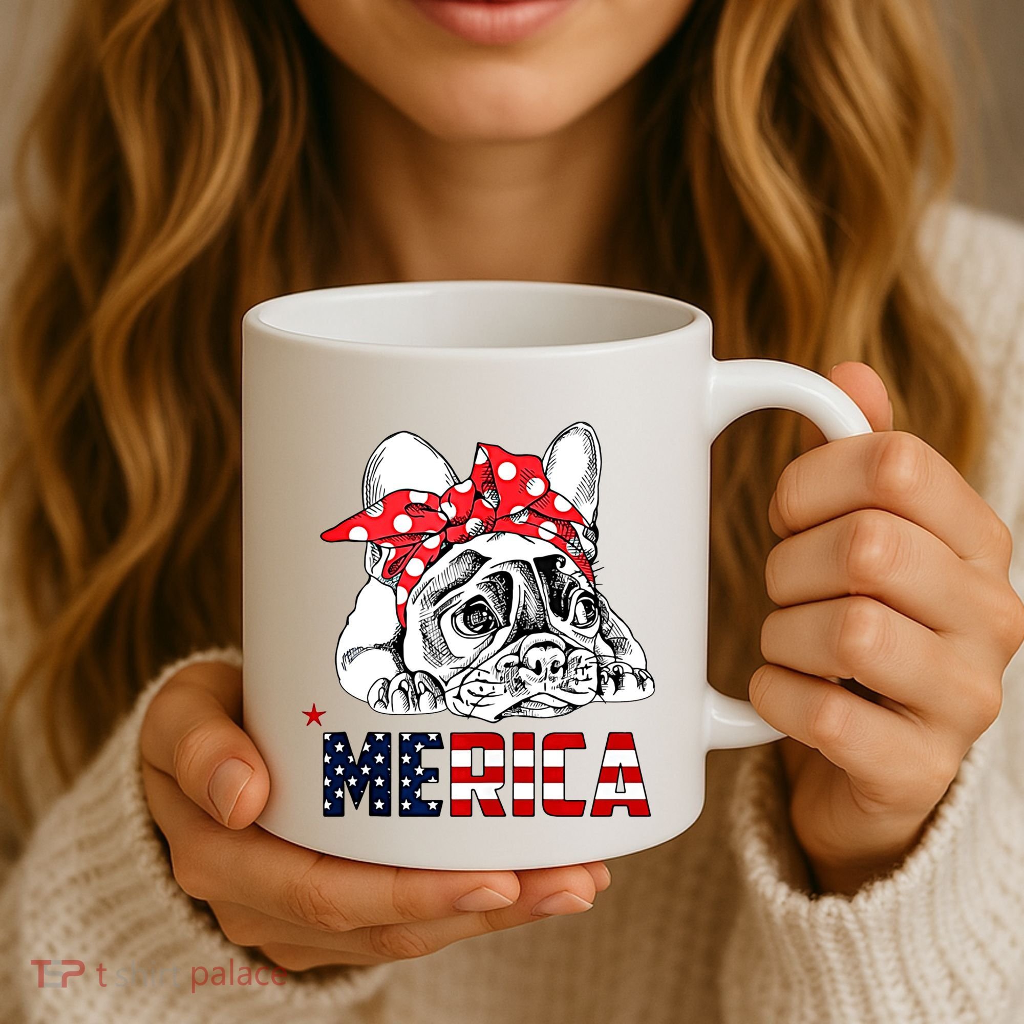 Merica Cute Bulldog 4th Of July Coffee Mug