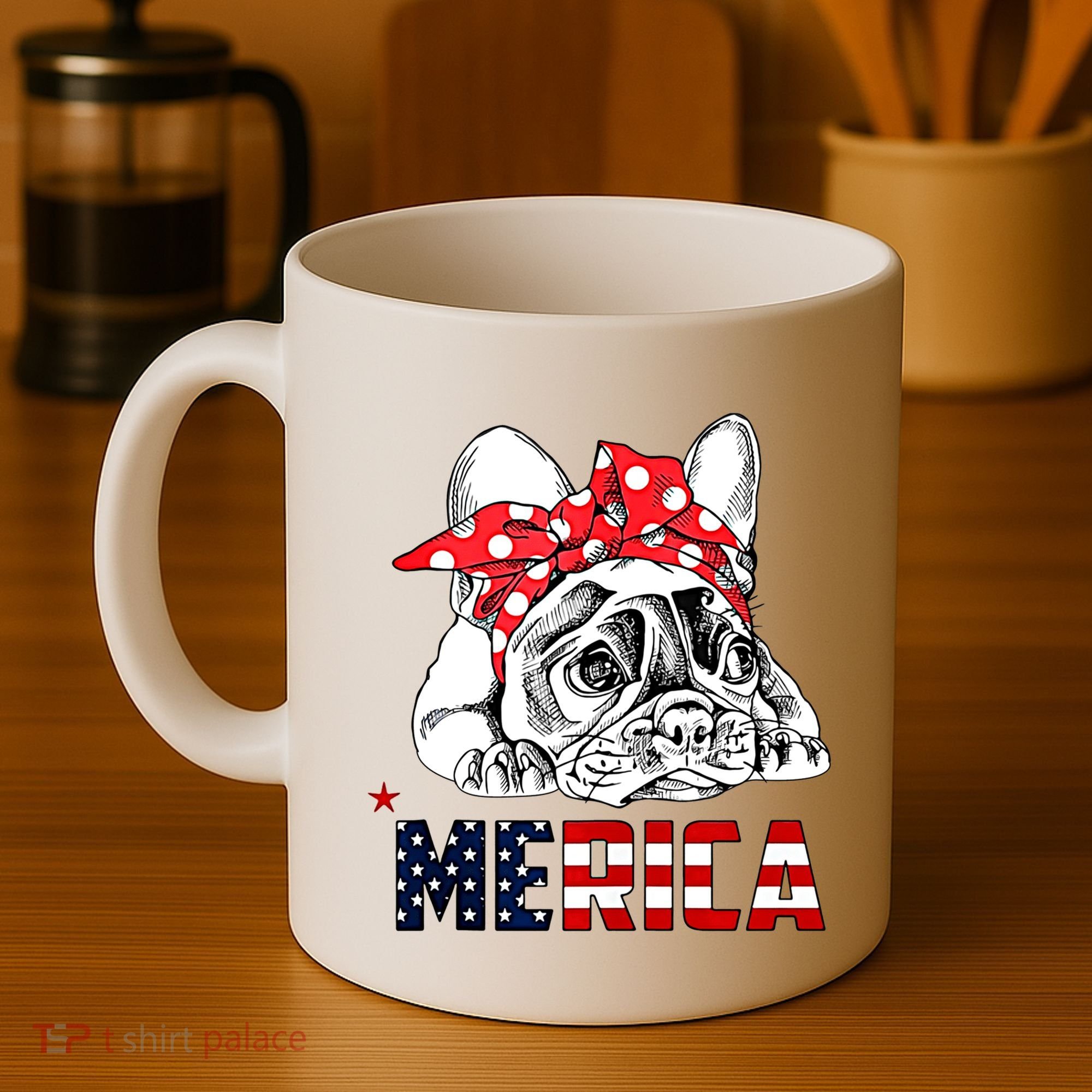 Merica Cute Bulldog 4th Of July Coffee Mug