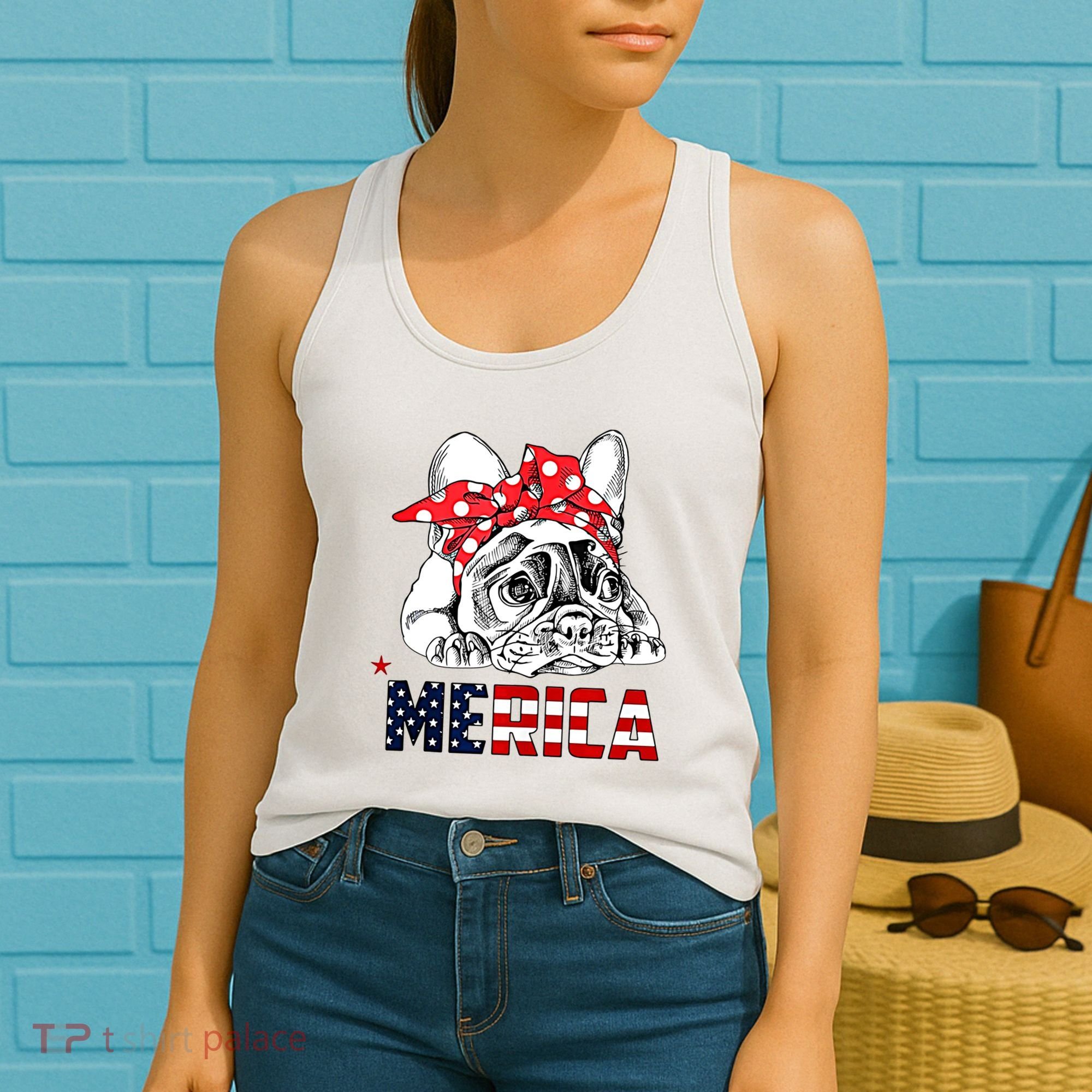 Merica Cute Bulldog 4th Of July Women's Tank Top