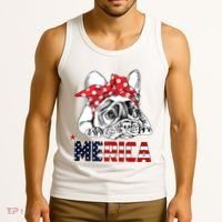 Merica Cute Bulldog 4th Of July Tank Top thumb 3