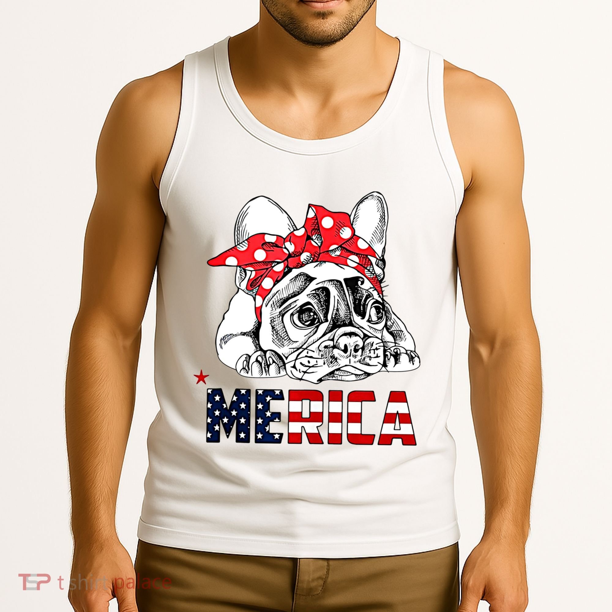 Merica Cute Bulldog 4th Of July Tank Top