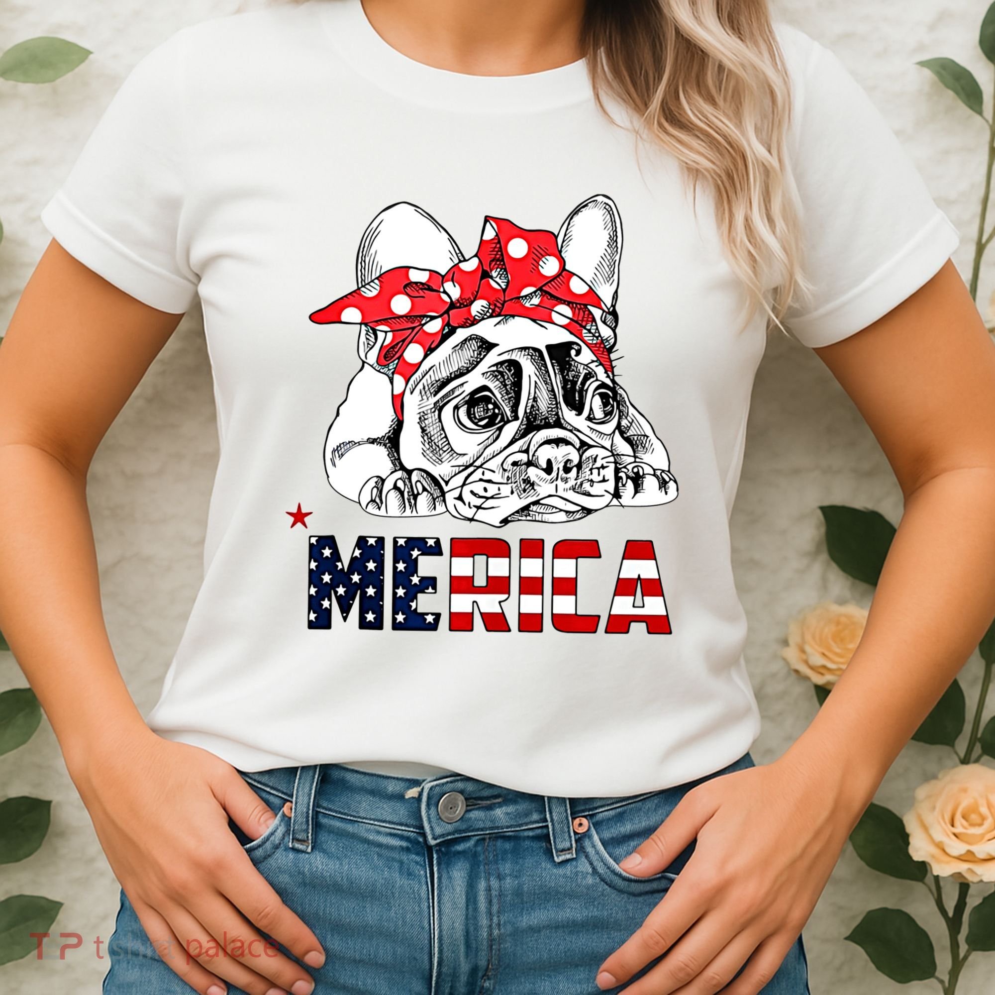 Merica Cute Bulldog 4th Of July Women's T-Shirt