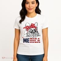 Merica Cute Bulldog 4th Of July Women's T-Shirt thumb 4