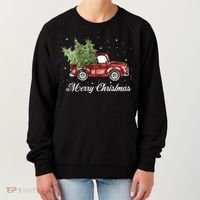 Merry Christmas Buffalo Truck Tree Red Plaid Women's Sweatshirt thumb 0