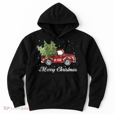 Merry Christmas Buffalo Truck Tree Red Plaid Hoodie