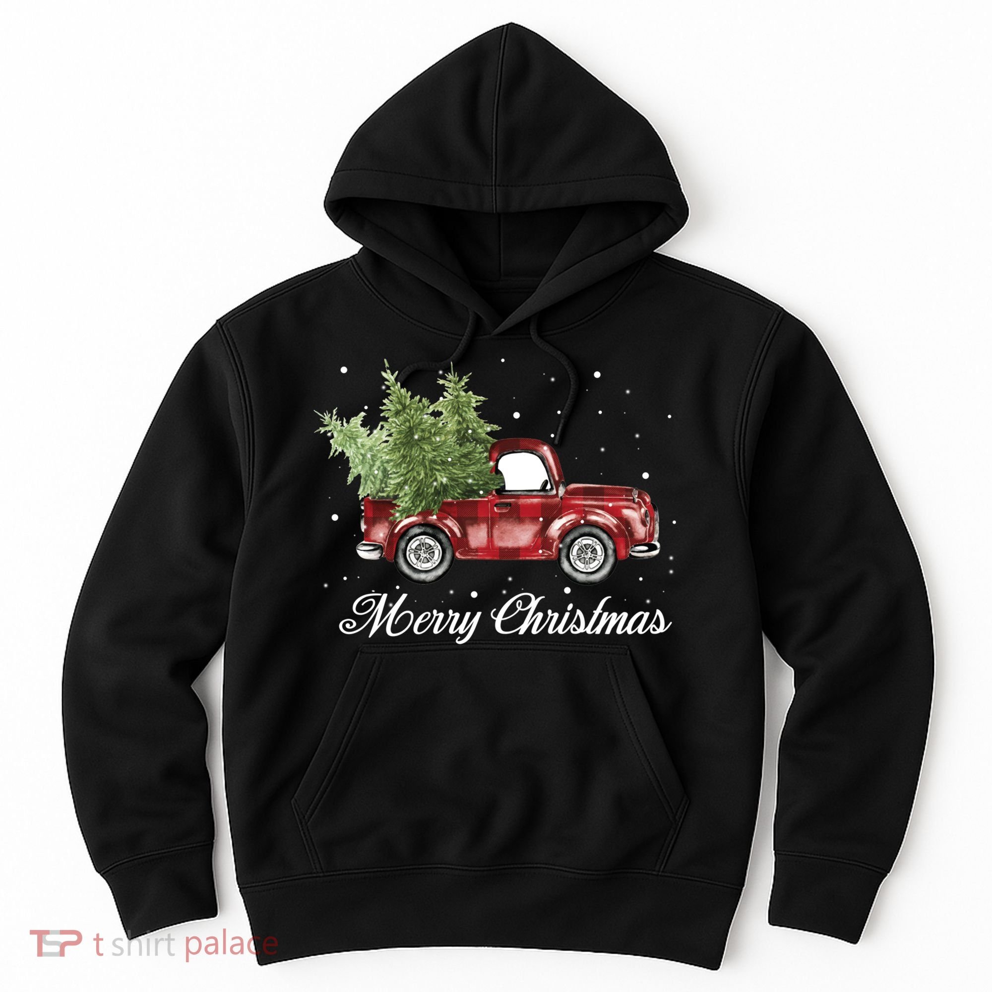 Merry Christmas Buffalo Truck Tree Red Plaid Hoodie