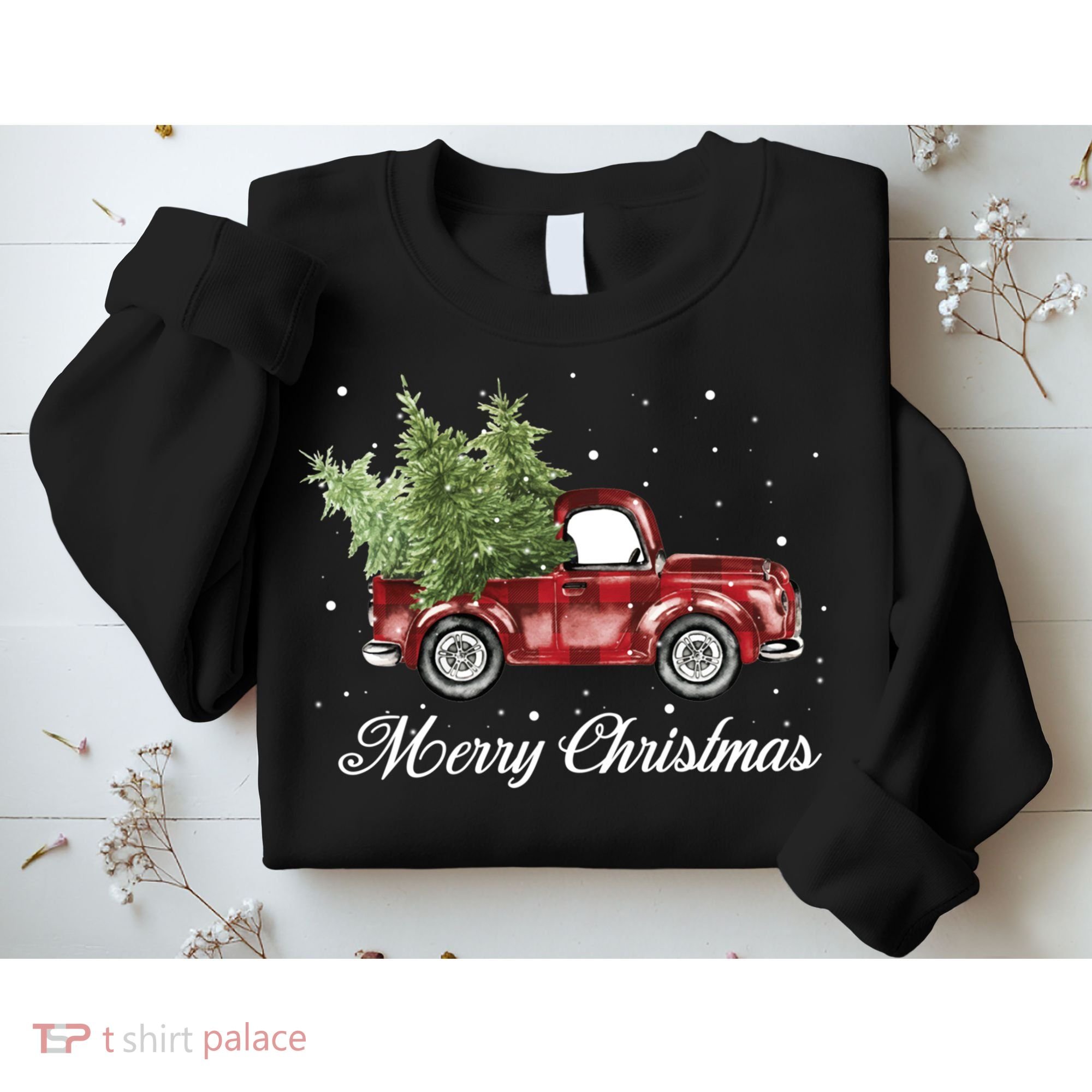 Merry Christmas Buffalo Truck Tree Red Plaid Sweatshirt