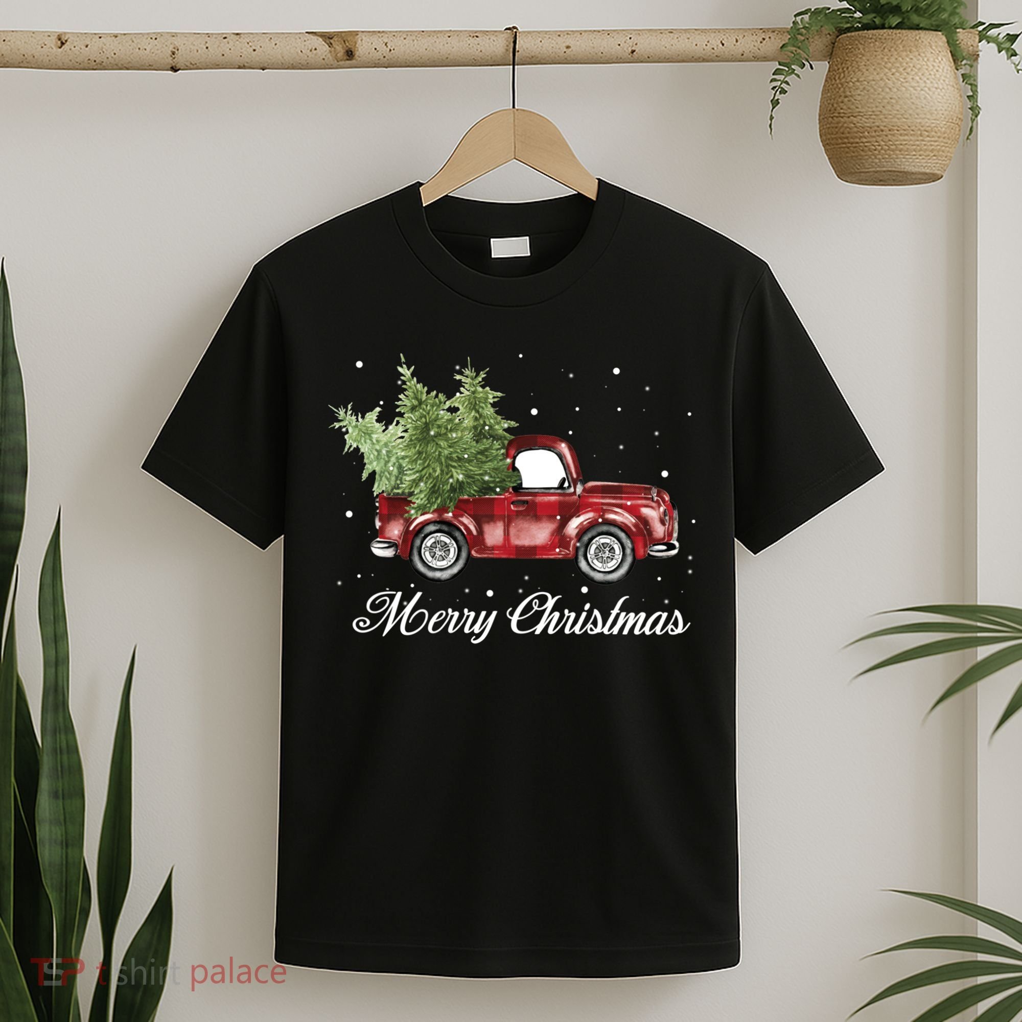 Merry Christmas Buffalo Truck Tree Red Plaid T-Shirt