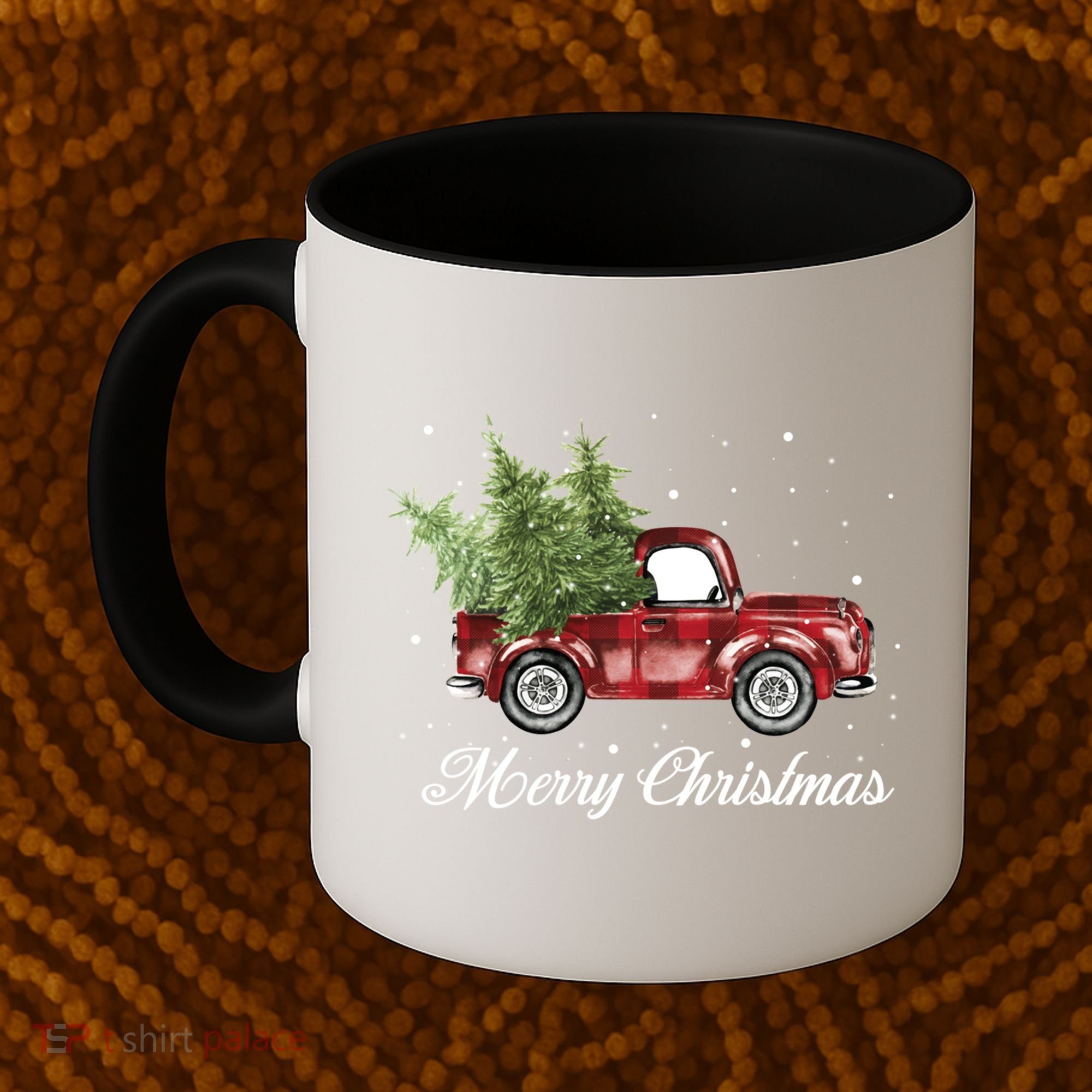 Merry Christmas Buffalo Truck Tree Red Plaid Coffee Mug