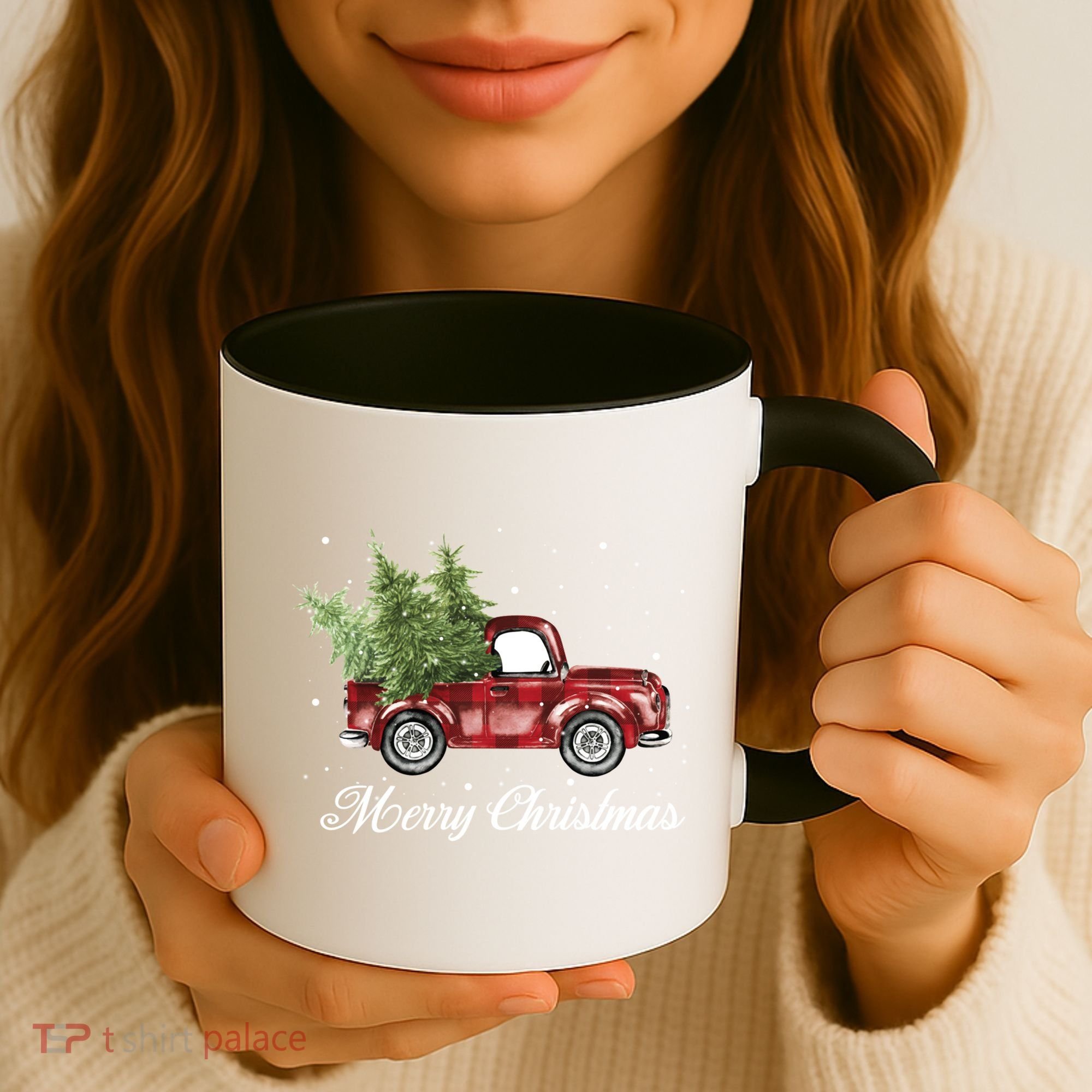 Merry Christmas Buffalo Truck Tree Red Plaid Coffee Mug
