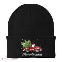Merry Christmas Buffalo Truck Tree Red Plaid Beanie thumb 0