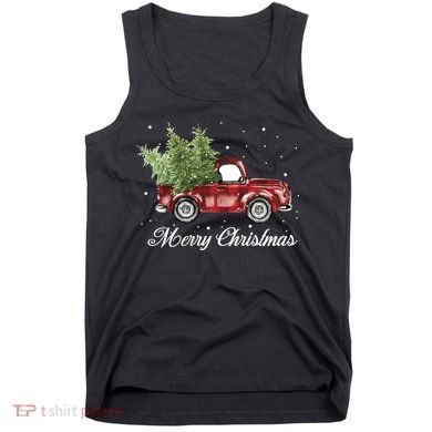 Merry Christmas Buffalo Truck Tree Red Plaid Tank Top