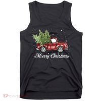 Merry Christmas Buffalo Truck Tree Red Plaid Tank Top thumb 0