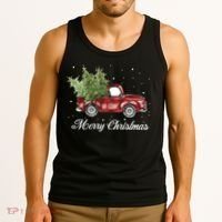 Merry Christmas Buffalo Truck Tree Red Plaid Tank Top thumb 3