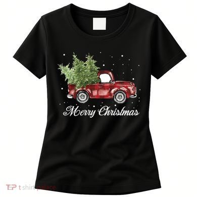Merry Christmas Buffalo Truck Tree Red Plaid Women's T-Shirt