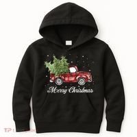 Merry Christmas Buffalo Truck Tree Red Plaid Kids Hoodie thumb 0
