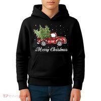 Merry Christmas Buffalo Truck Tree Red Plaid Kids Hoodie thumb 4