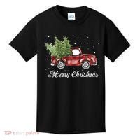 Merry Christmas Buffalo Truck Tree Red Plaid Kids T-Shirt thumb 0