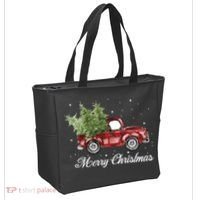 Merry Christmas Buffalo Truck Tree Red Plaid Tote Bag thumb 2