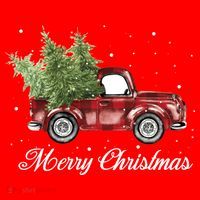 Merry Christmas Buffalo Truck Tree Red Plaid Santa Hat thumb 1