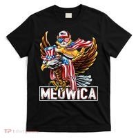 Meowica Cat Bald Eagle 4th Of July Patriotic American Flag T-Shirt thumb 0