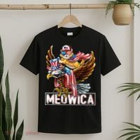 Meowica Cat Bald Eagle 4th Of July Patriotic American Flag T-Shirt thumb 2